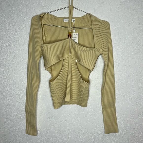 NWT Jonathan SIMKHAI Elenor Halter Top Dried Pineapple Large - Picture 2 of 12